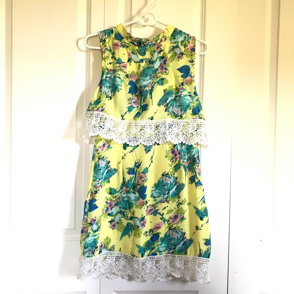 Yellow floral minidress